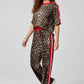 Leopard Round Neck Top and Pants Two-Piece Set - DAVERRI FASHIONS