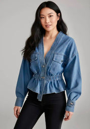 V Neck Denim Jacket | Denim Jackets Daverri Fashions