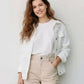 Distressed White Denim Jacket - DAVERRI FASHIONS