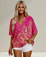 Printed V-Neck Half Sleeve Top | Blouses Daverri Fashions