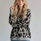 Leopard V-Neck Drop Shoulder Sweater - DAVERRI FASHIONS