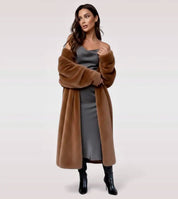 Faux Fur Open Front Longline Cardigan
