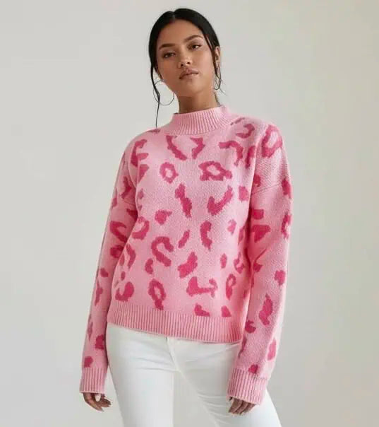Leopard Mock Neck Sweater