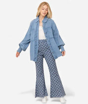 And The Why Checkerboard High Waist Bell Pants