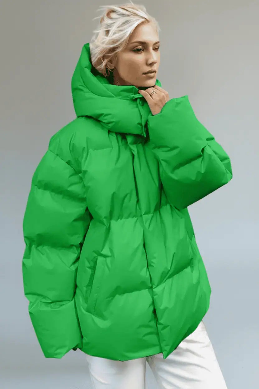 Daverri Fashions Pocketed Zip Up Hooded Puffer Jacket