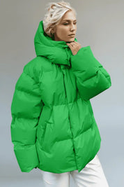 Daverri Fashions Pocketed Zip Up Hooded Puffer Jacket