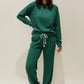 Daverri Fashions green tracksuit set with round neck top and drawstring pants