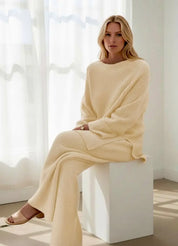 Full Size Ribbed Knit Relaxed Fit Top and Pants Sweater Set Plus Size