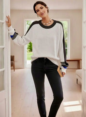 Daverri Fashions Women’s Color Block Waffle Knit Sweater