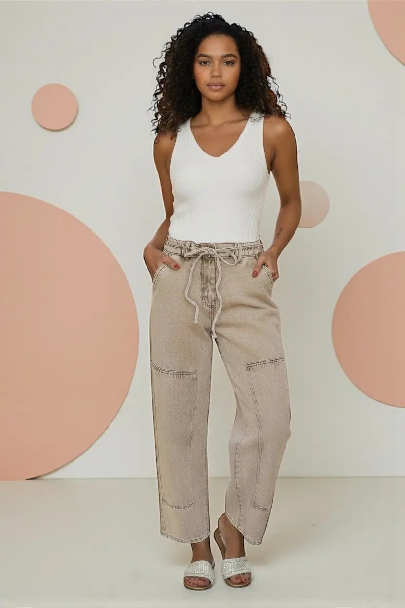 Acid Wash Wide Leg Jeans