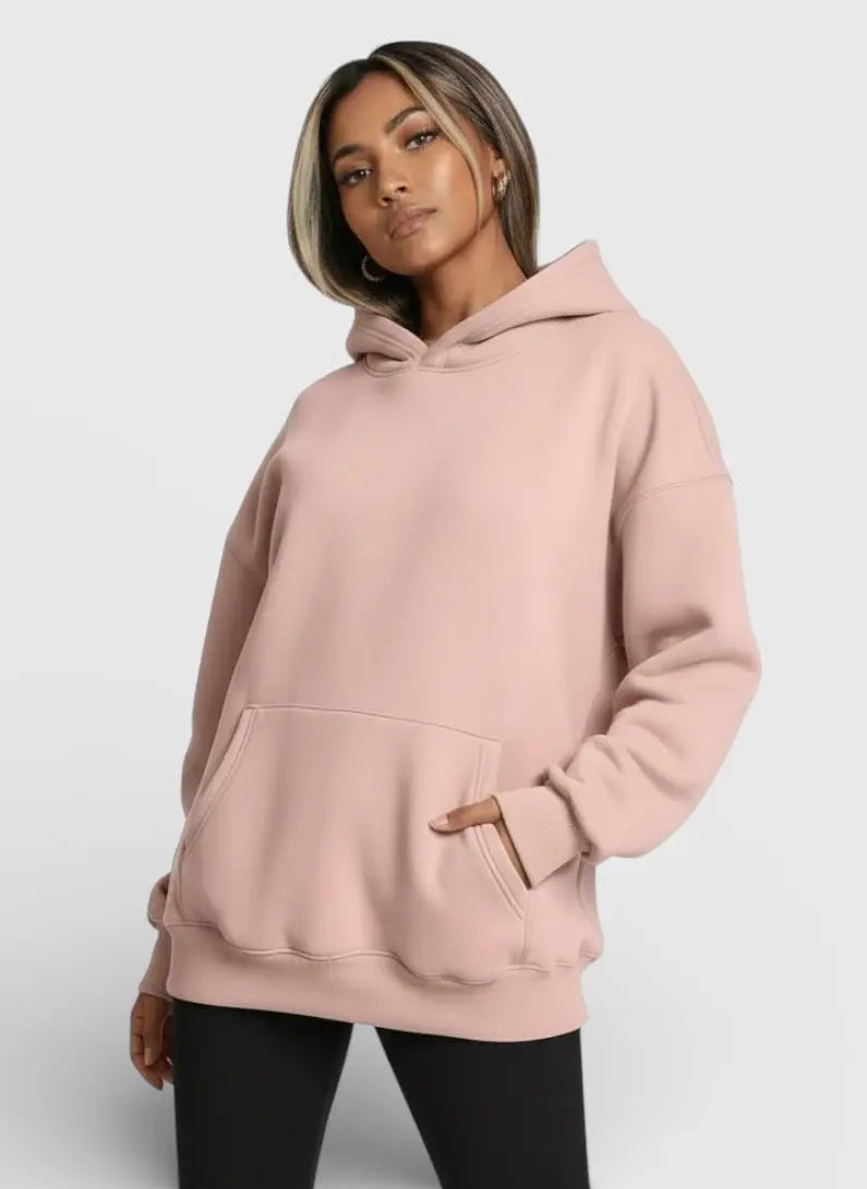 Daverri blush pink oversized kangaroo pocket hoodie