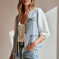 Daverri Frayed Edge Flap Pockets Denim Vest Jacket