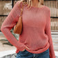 Daverri Crochet Hollow Out Long Sleeve Knit Top