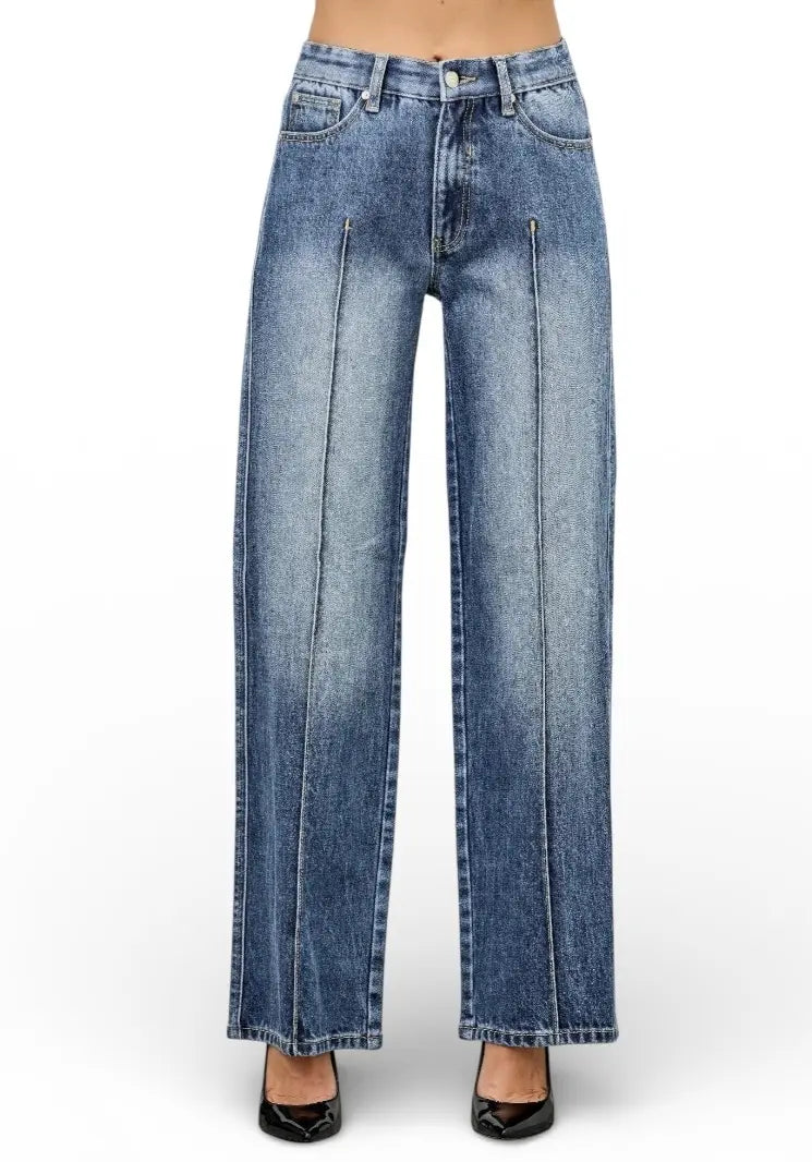 Mid Rise Straight Jeans