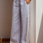 SO ME Wide Check  Pants With Side Lace Trim And Piping