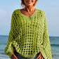Daverri Crochet Long Sleeve Knit Cover Up