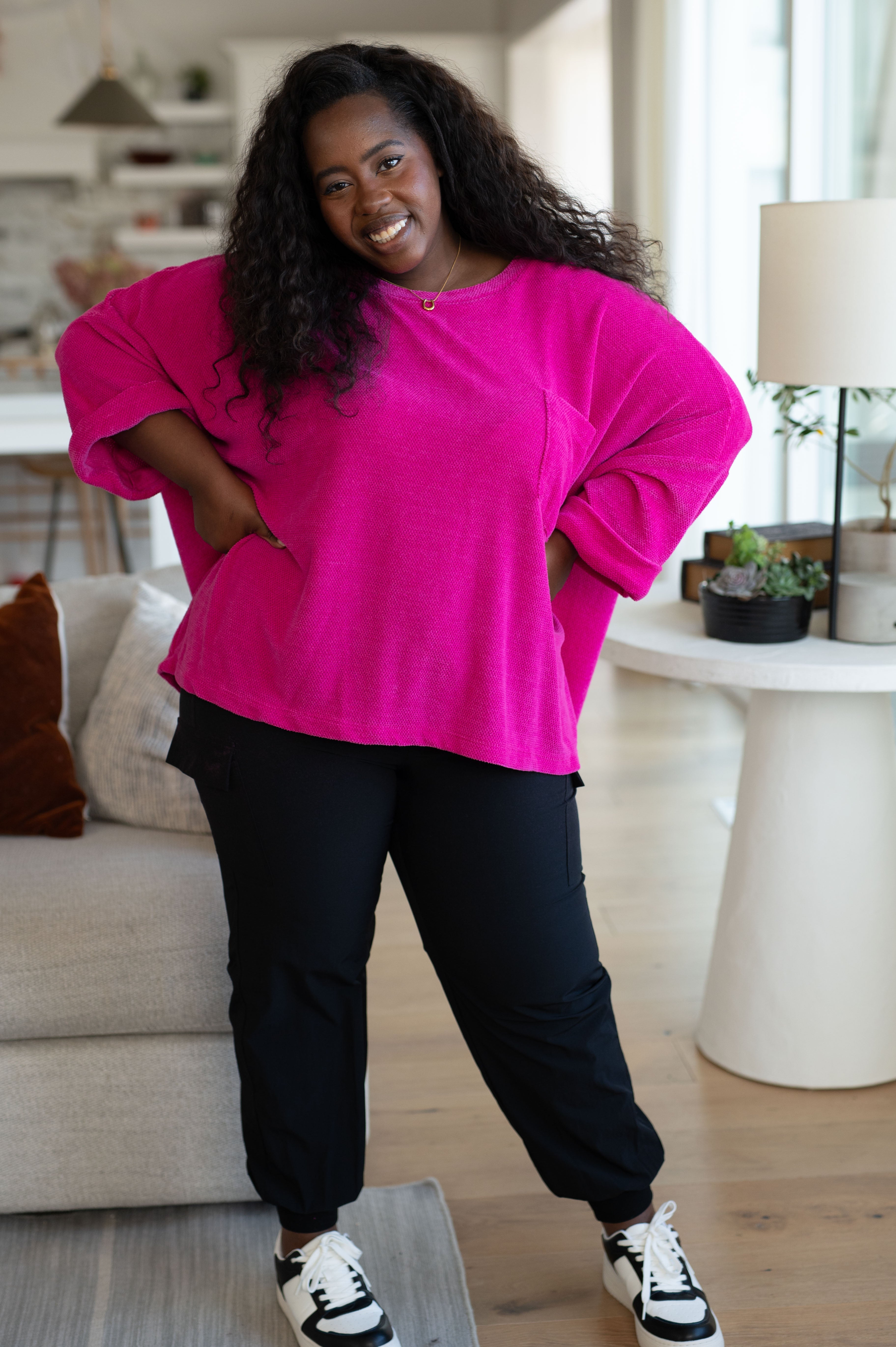 Pink Thoughts Chenille Blouse Blouses