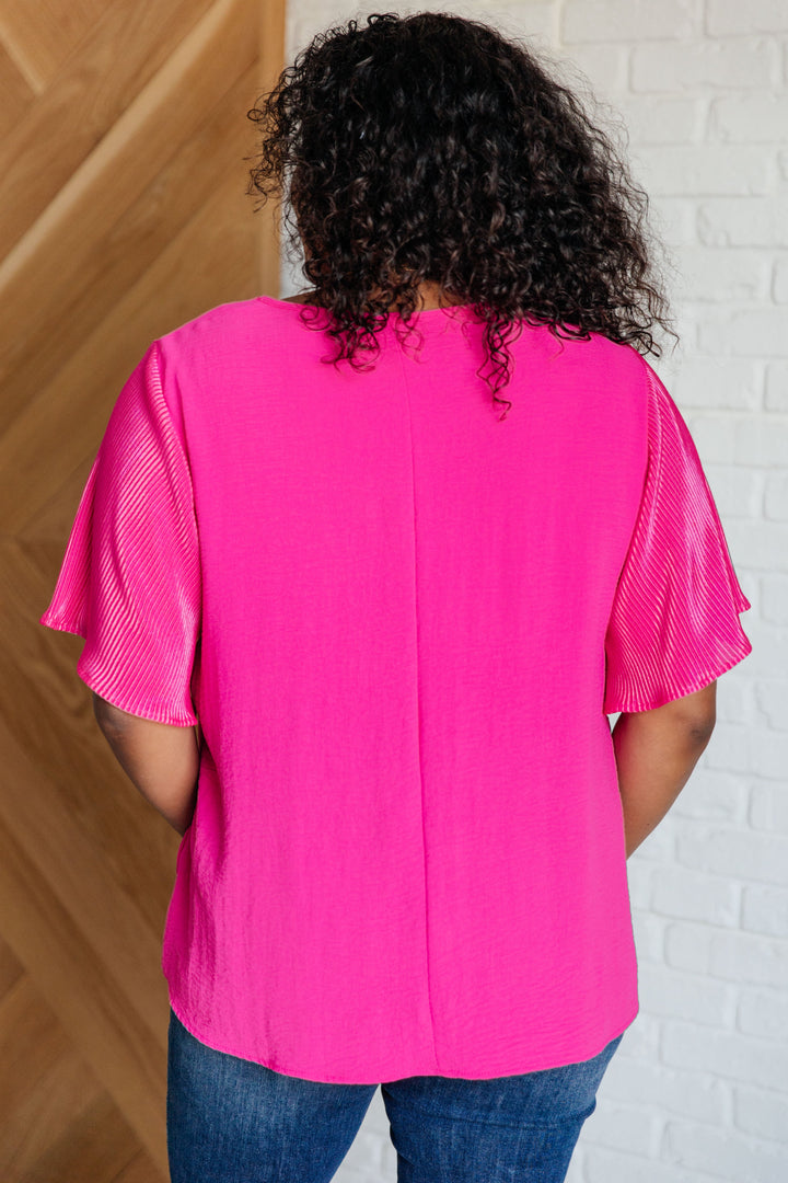 Pink and Perfect Ruffle Sleeve Top Tops