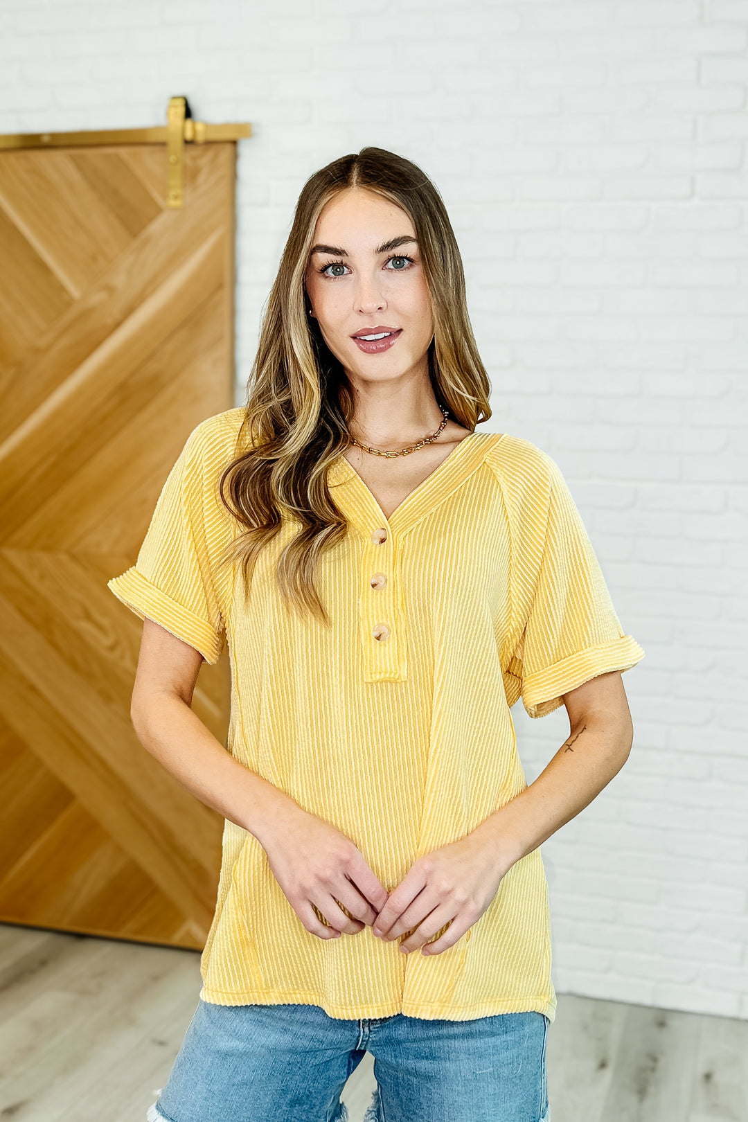 Plain and Sassy V-Neck Tee in Lemonade T-Shirts