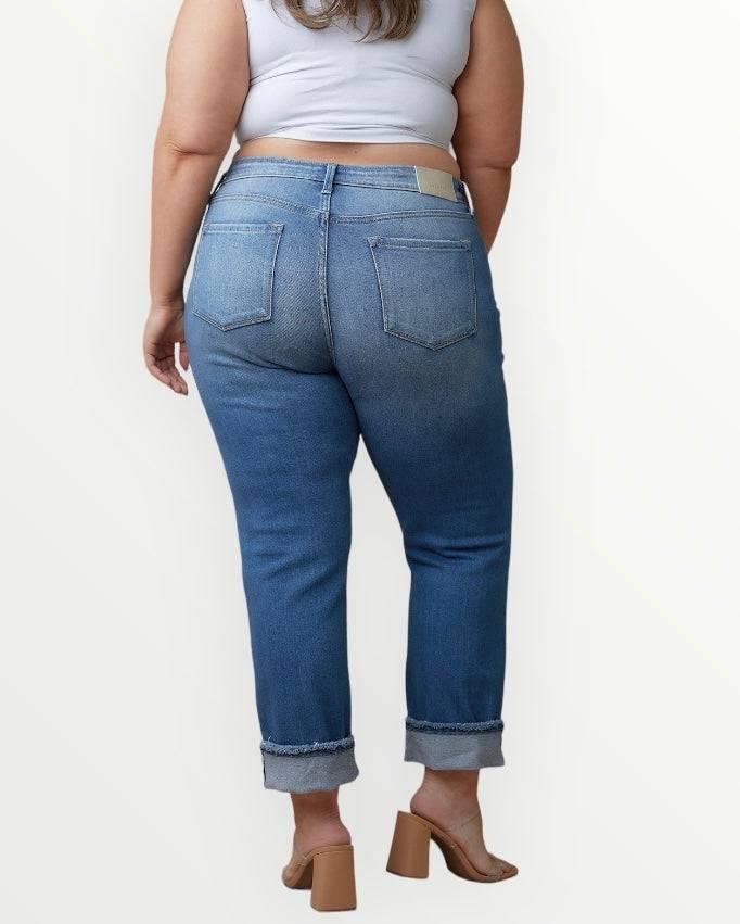 Plus Size Distressed High Waisted Straight Jeans Jeans