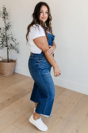 Plus High Rise Crop Wide Leg Denim Overalls Jeans