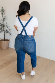 Plus High Rise Crop Wide Leg Denim Overalls Jeans