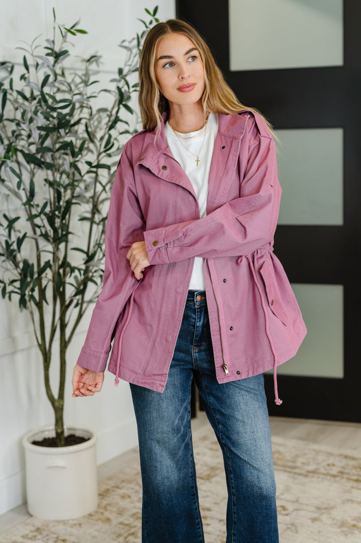 Oddi Front Zip Up Jacket Mauve | Jackets Daverri Fashions