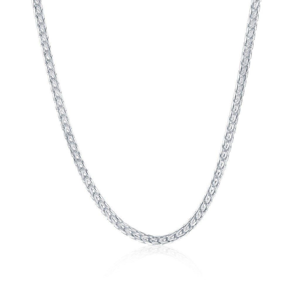 Sterling Silver 3mm Diamond-Cut Franco Chain - Rhodium Plated Chains