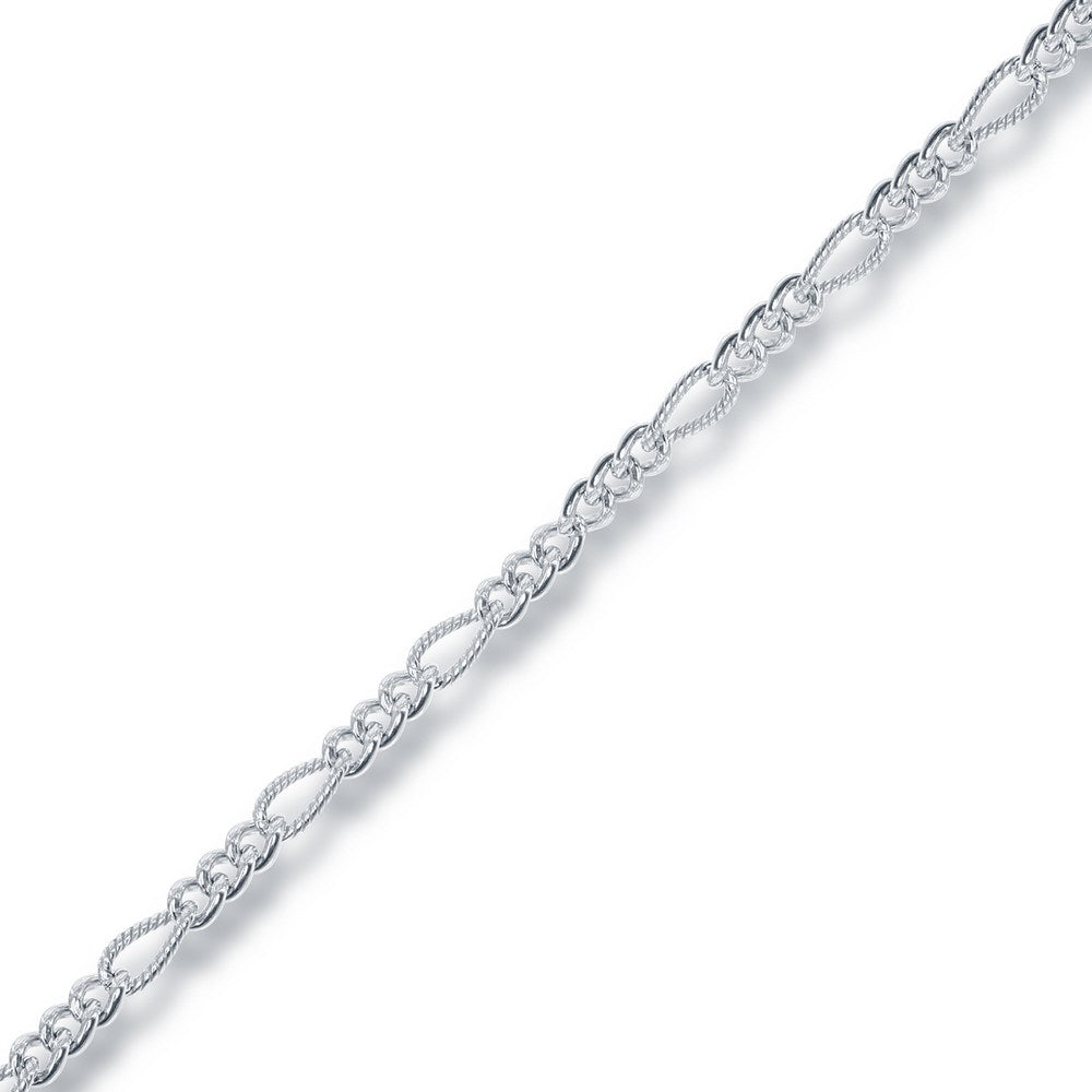 Sterling Silver Designed Figaro Linked Bracelet Chains