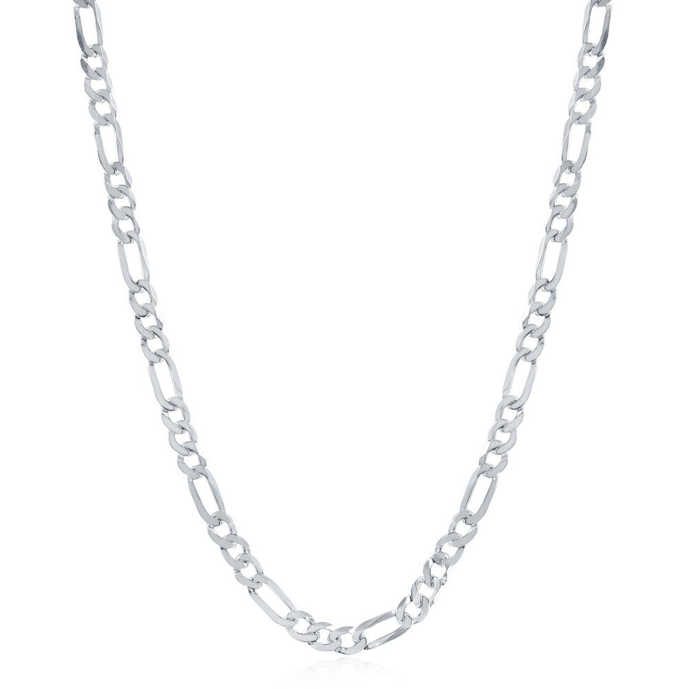 Sterling Silver 4.2mm Figaro Chain - Rhodium Plated Chains