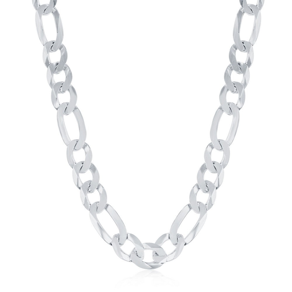 Sterling Silver 7.5mm Figaro Chain - Rhodium Plated Chains