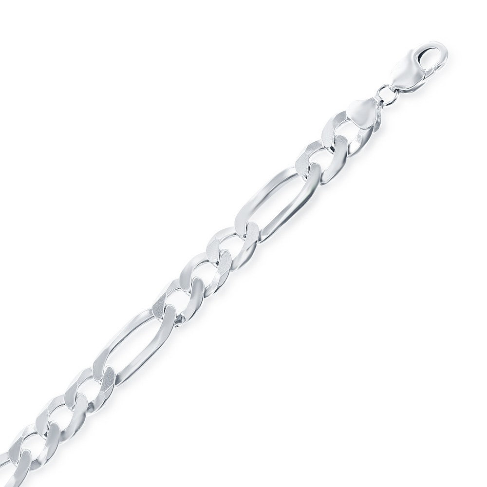 Sterling Silver 7.5mm Figaro Chain - Rhodium Plated Chains