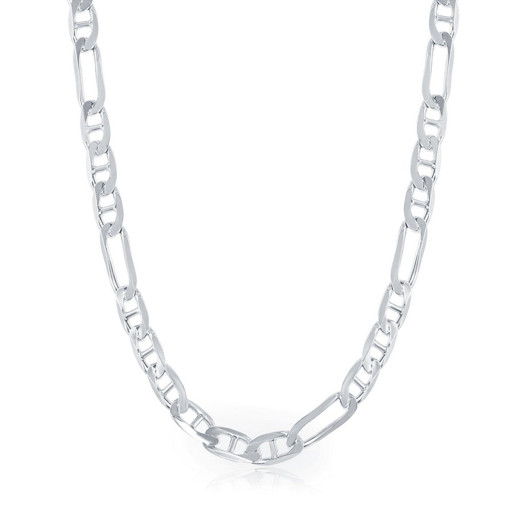 Sterling Silver 6mm Figaro Gucci Chain - Rhodium Plated Chains