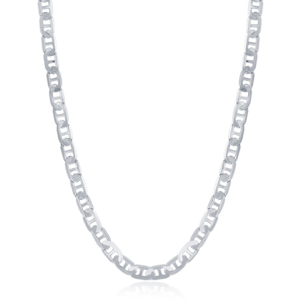 Sterling Silver 4.1mm Flat Marina Chain - Rhodium Plated Chains