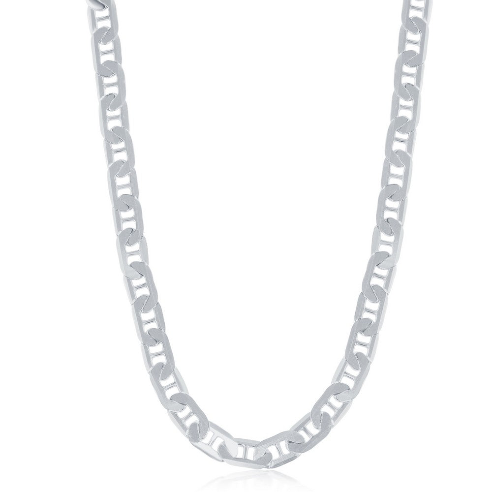 Sterling Silver 5.8mm Flat Marina Chain - Rhodium Plated Chains