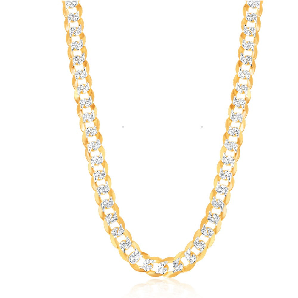 Sterling Silver 7.3mm Flat Pave Cuban Chain - Gold Plated Chains