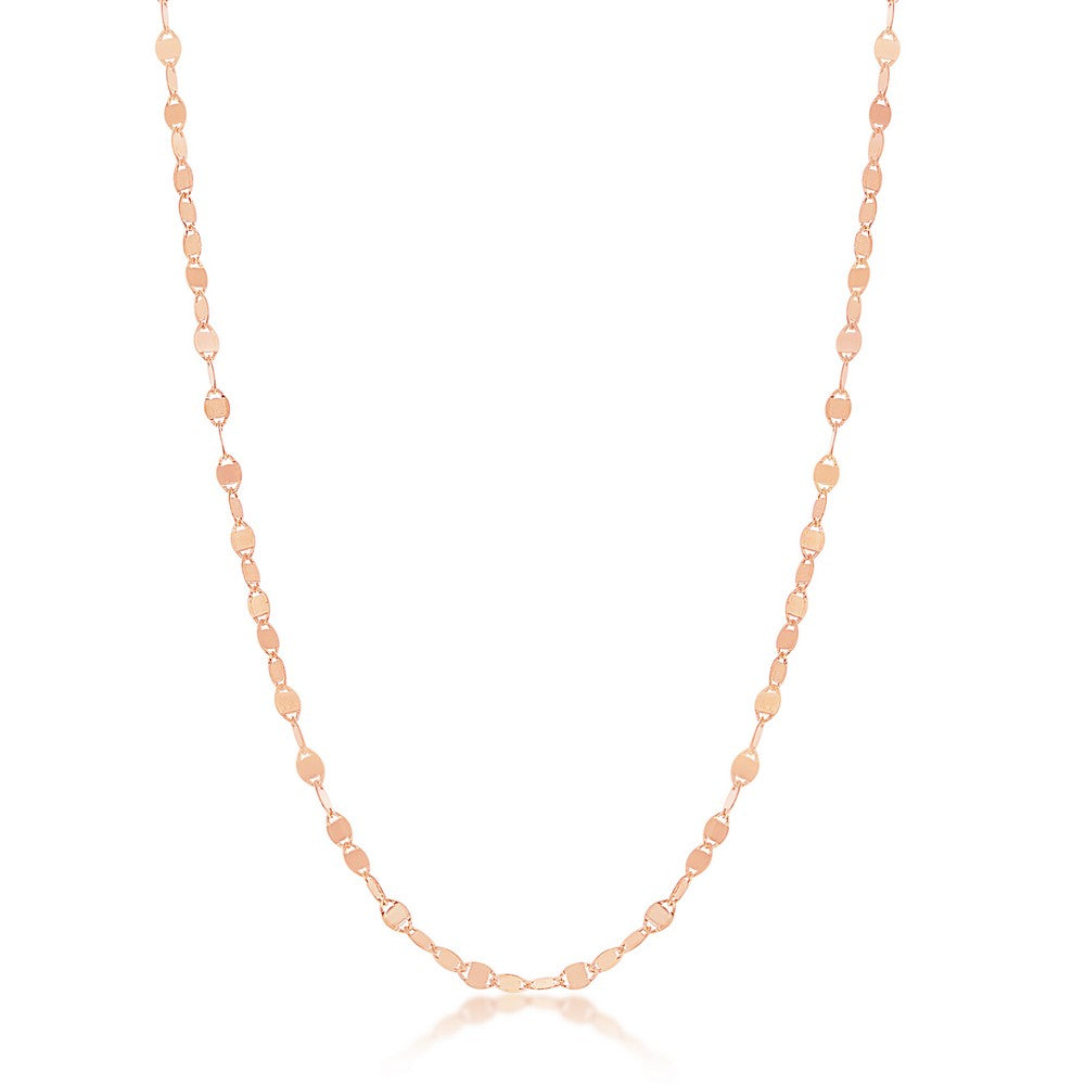 Sterling Silver Flat Mirror Oval Chain - Rose Gold Plated Chains