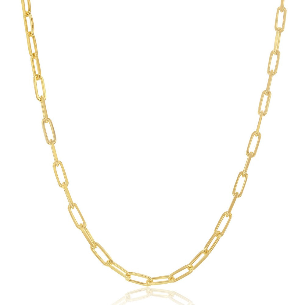 Sterling Silver 2.8mm Paper Clip Linked Chain - Gold Plated Chains