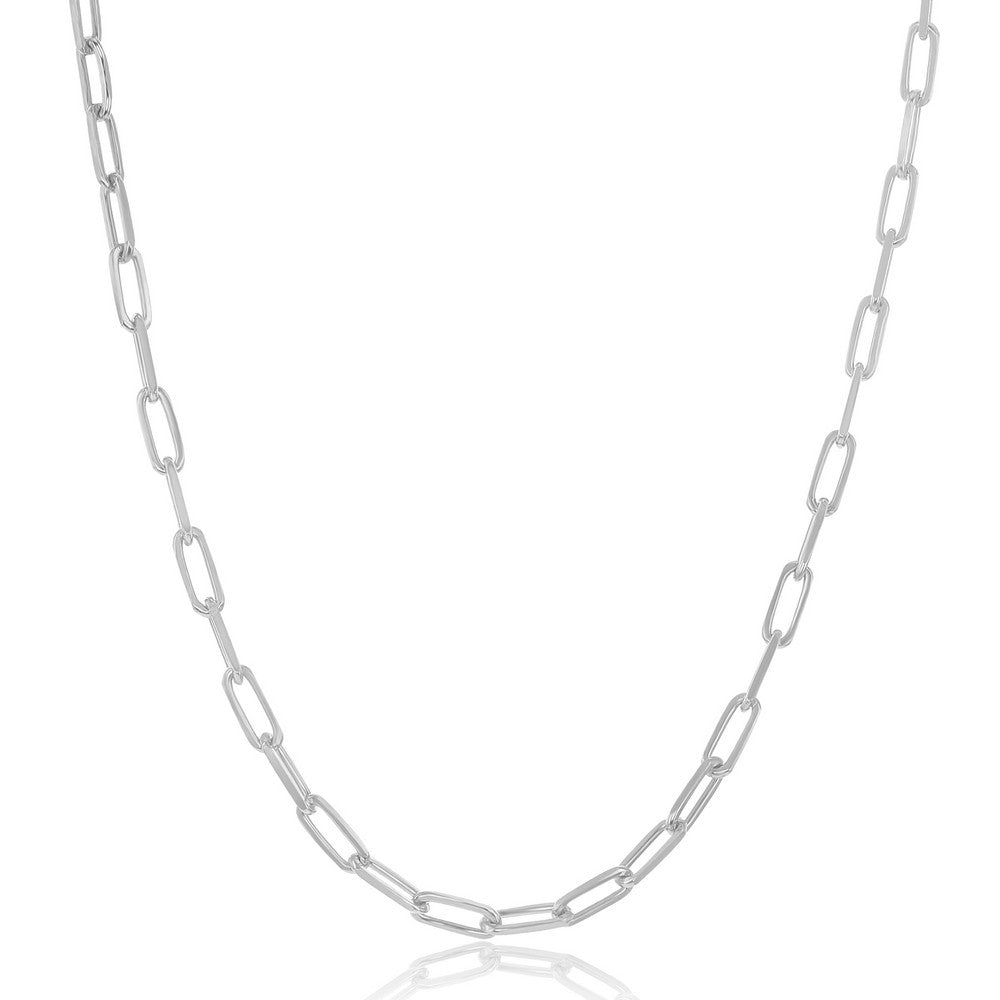 Sterling Silver 2.8mm Paper Clip Linked Chain - Rhodium Plated Chains