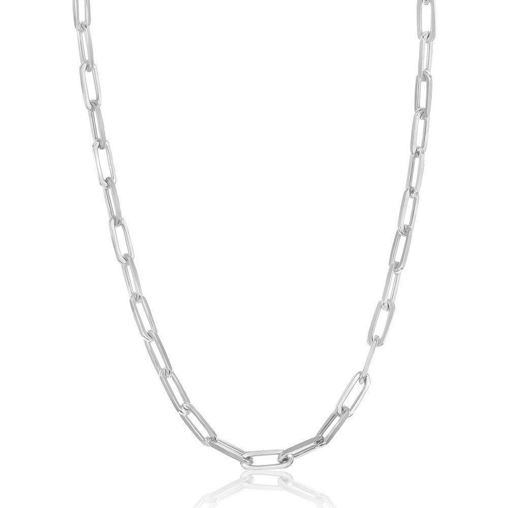 Sterling Silver 3.2mm Paper Clip Chain - Rhodium Plated Chains