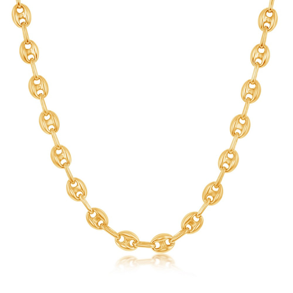 Sterling Silver 6mm Puffed Marina Chain - Gold Plated Chains