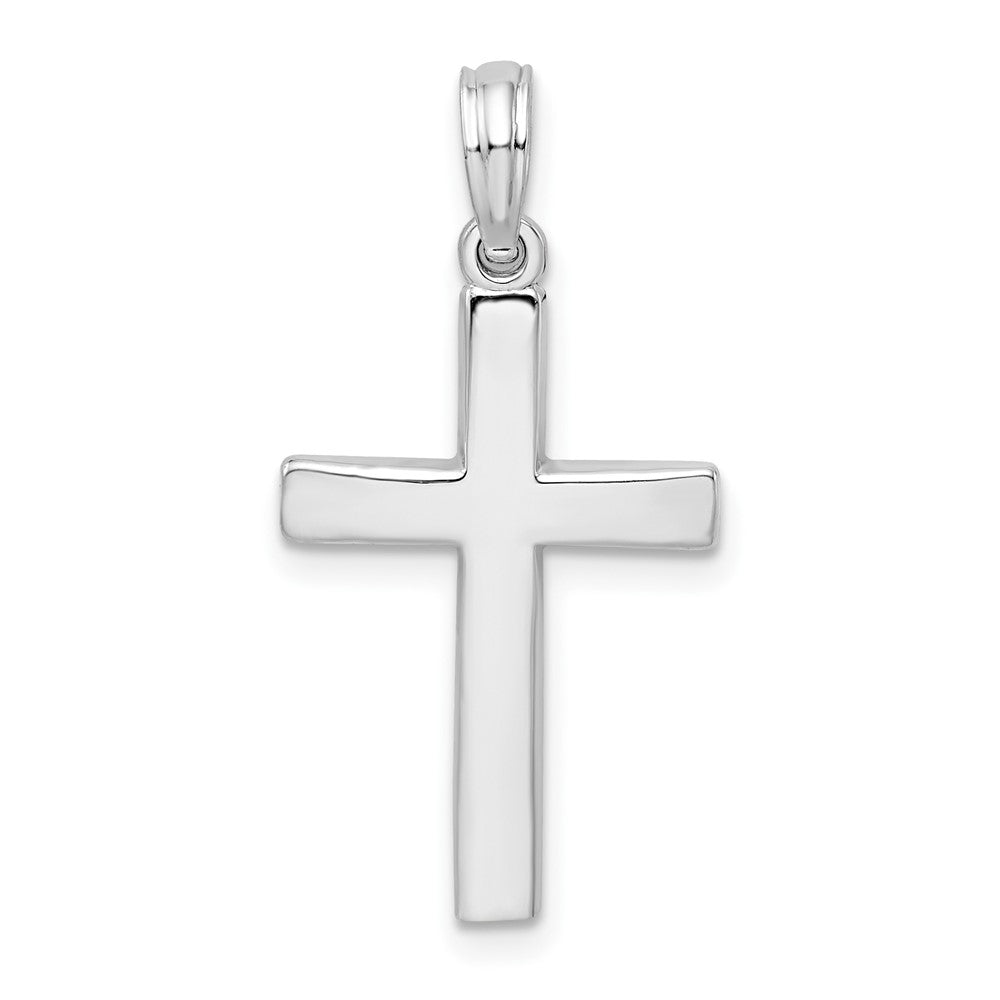 Sterling Silver Rhodium-plated Beveled Latin Cross Pendant Pendants & Charms