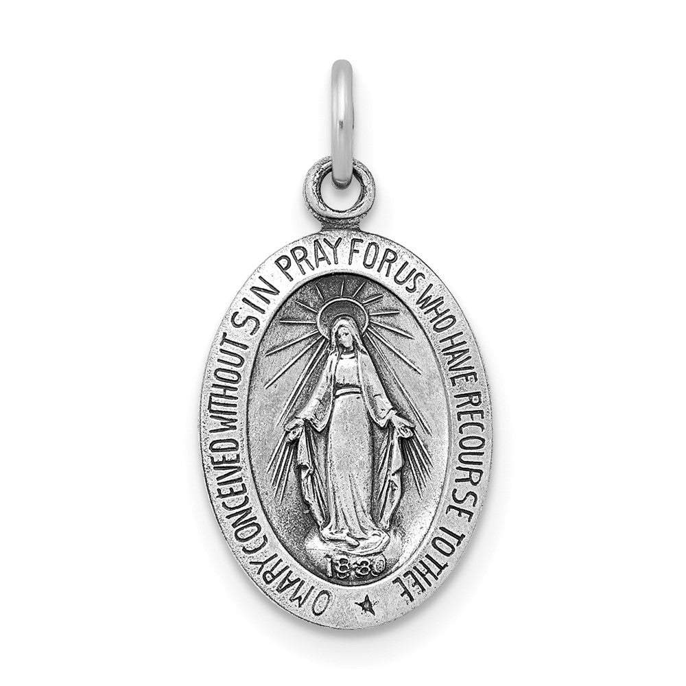 Sterling Silver Rhodium-plated Miraculous Solid Medal Pendants & Charms