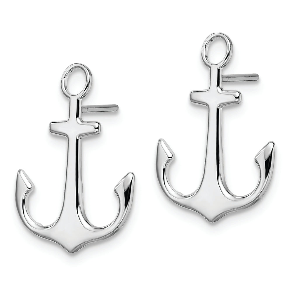 Sterling Silver Rhodium-plated Polished Anchor Post Earrings Earrings