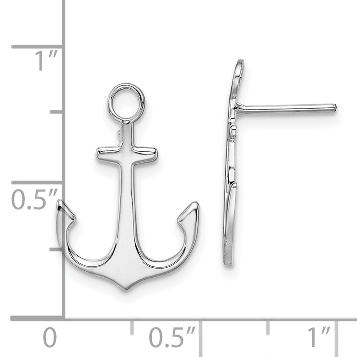 Sterling Silver Rhodium-plated Polished Anchor Post Earrings Earrings