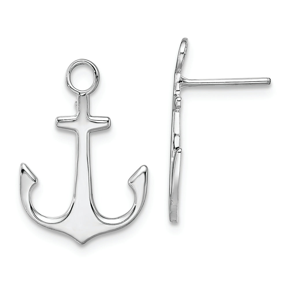 Sterling Silver Rhodium-plated Polished Anchor Post Earrings Earrings