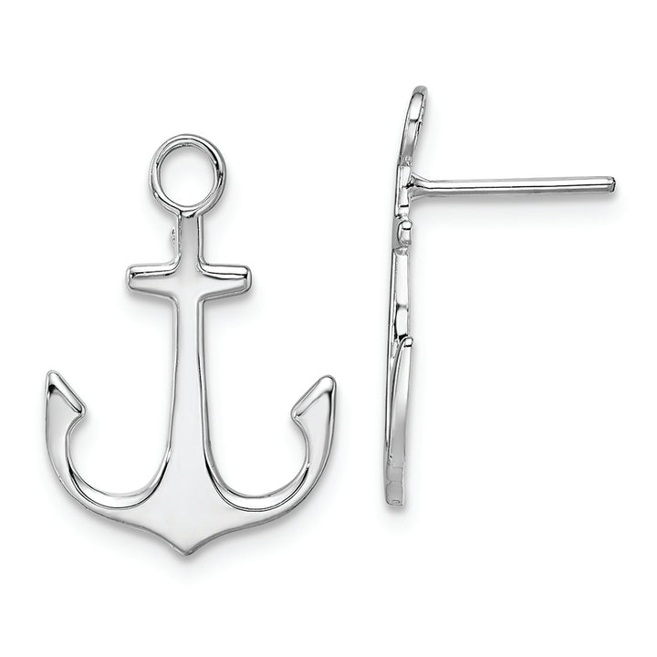 Sterling Silver Rhodium-plated Polished Anchor Post Earrings Earrings