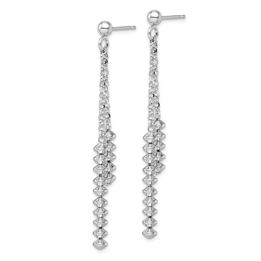 Sterling Silver Rhodium-plated Polished Beaded Post Dangle Earrings Earrings