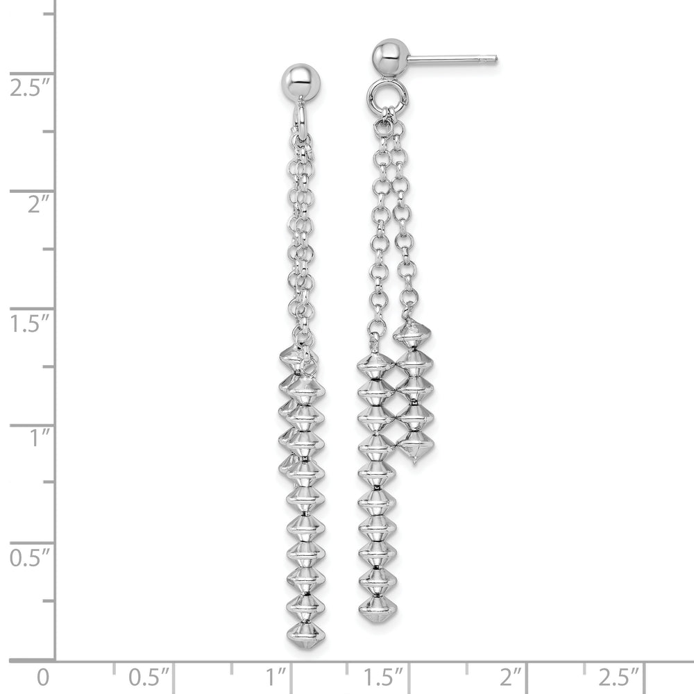 Sterling Silver Rhodium-plated Polished Beaded Post Dangle Earrings Earrings