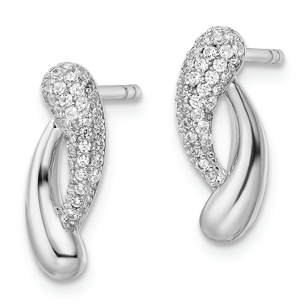 Sterling Silver Rhodium-plated Polished CZ Post Earrings Earrings